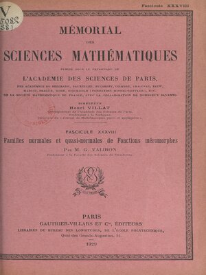 cover image of Familles normales et quasi-normales de fonctions méromorphes